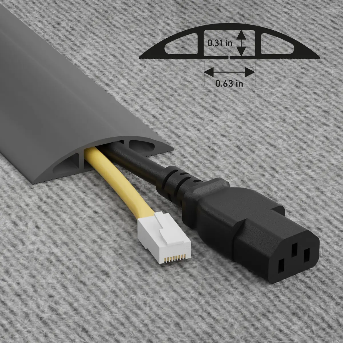D-Line Gray Floor Cord Cover 900cm (30ft) | Heavy Duty Cable Management Solution for Wires on Floor - view 3