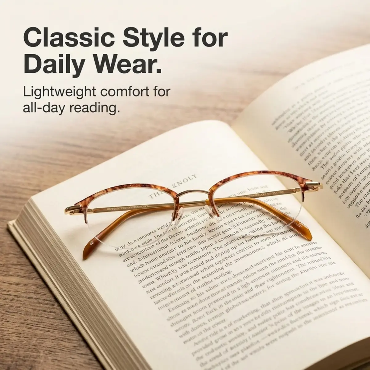 Hit Notion Oval Semi-Rimless Eyeglass Frames Shiny Gold Amber 46mm (1.81in) | Lightweight Monel Metal for All-Day Comfort - view 6