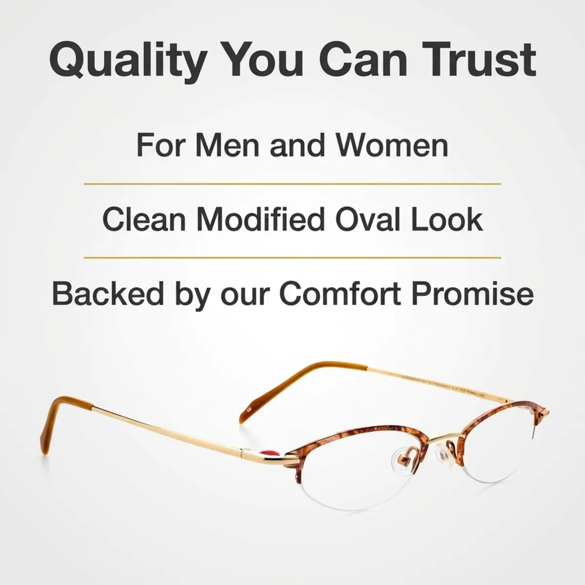 Hit Notion Oval Semi-Rimless Eyeglass Frames Shiny Gold Amber 46mm (1.81in) | Lightweight Monel Metal for All-Day Comfort - view 7