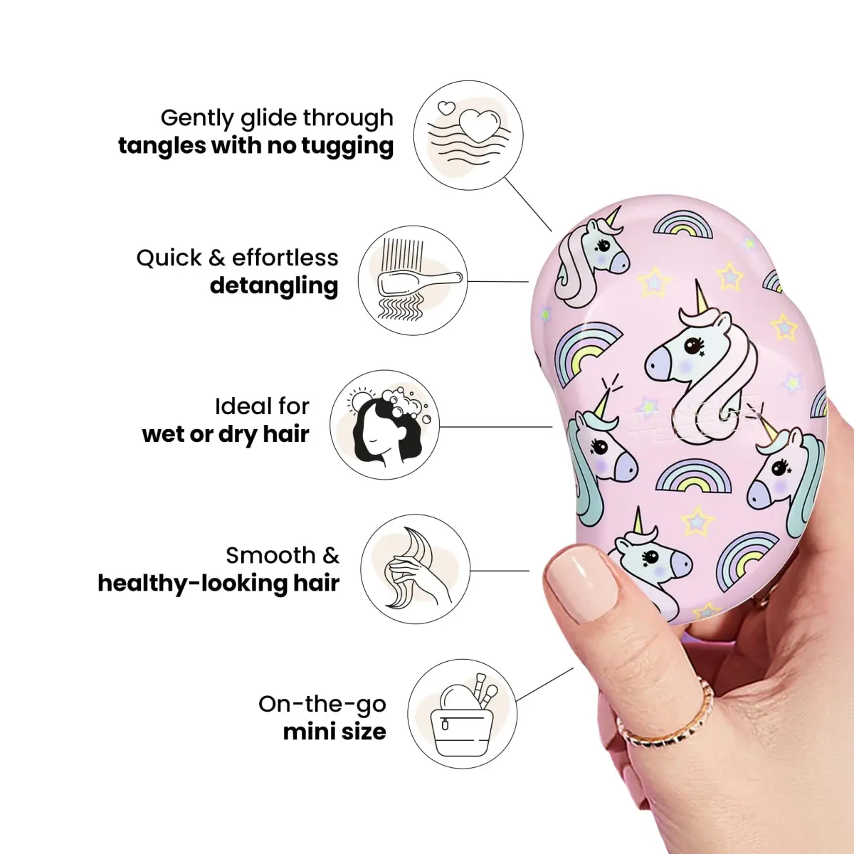 Tangle Teezer Original Detangler Mini Hair Brush for Kids, Unicorn Magic | Detangles Wet or Dry Hair - view 5