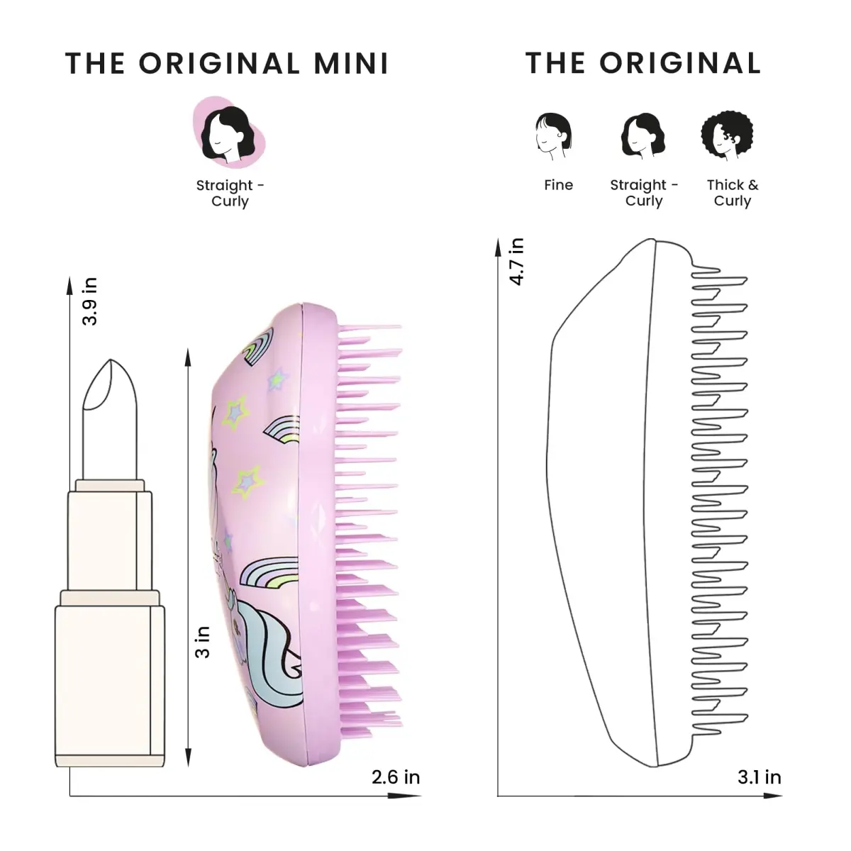 Tangle Teezer Original Detangler Mini Hair Brush for Kids, Unicorn Magic | Detangles Wet or Dry Hair - view 8