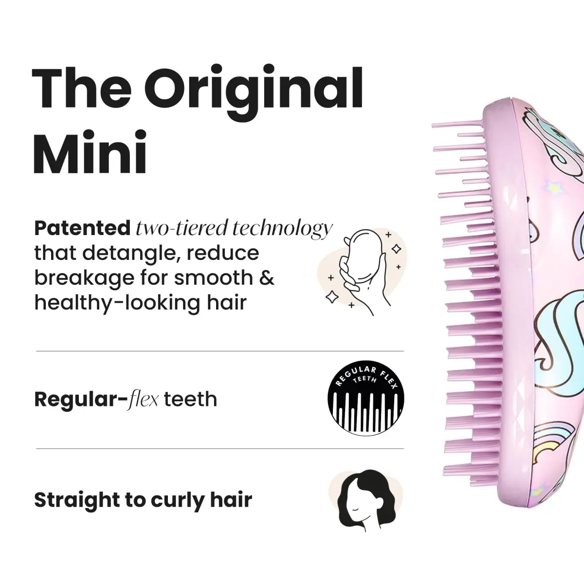 Tangle Teezer Original Detangler Mini Hair Brush for Kids, Unicorn Magic | Detangles Wet or Dry Hair - view 9
