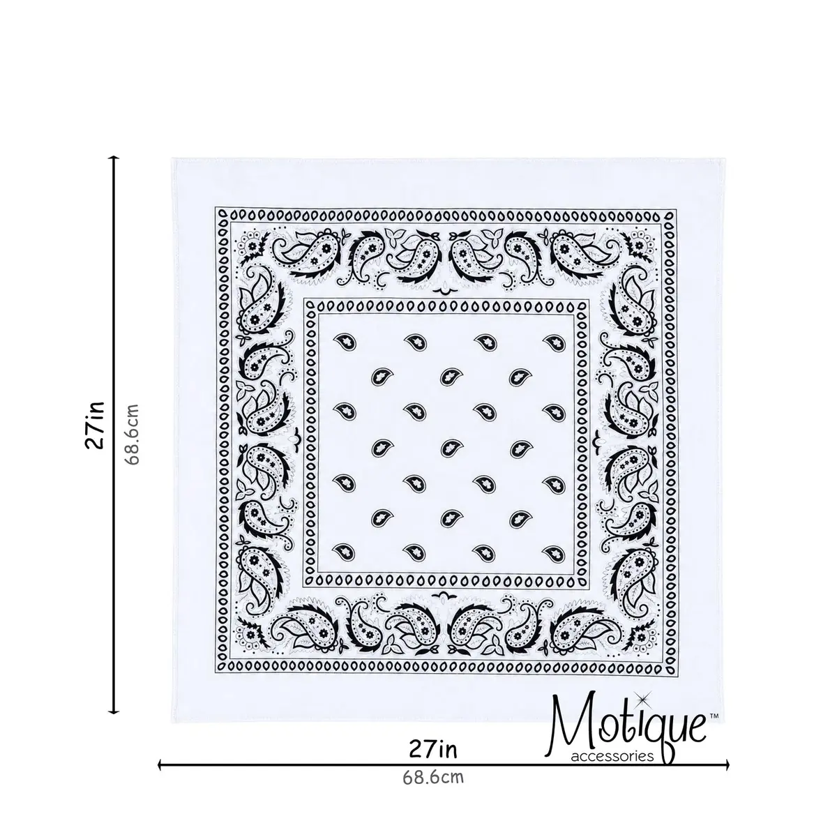 Motique Accessories Extra Large Solid Paisley Bandana 68cm x 68cm | 100% Cotton for Hair, Neck, Head - view 4