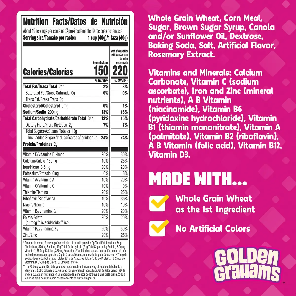 Golden Grahams Breakfast Cereal Whole Grain Giant Size 27.6 oz (782 g) | Nostalgic Graham Cracker Taste - view 2