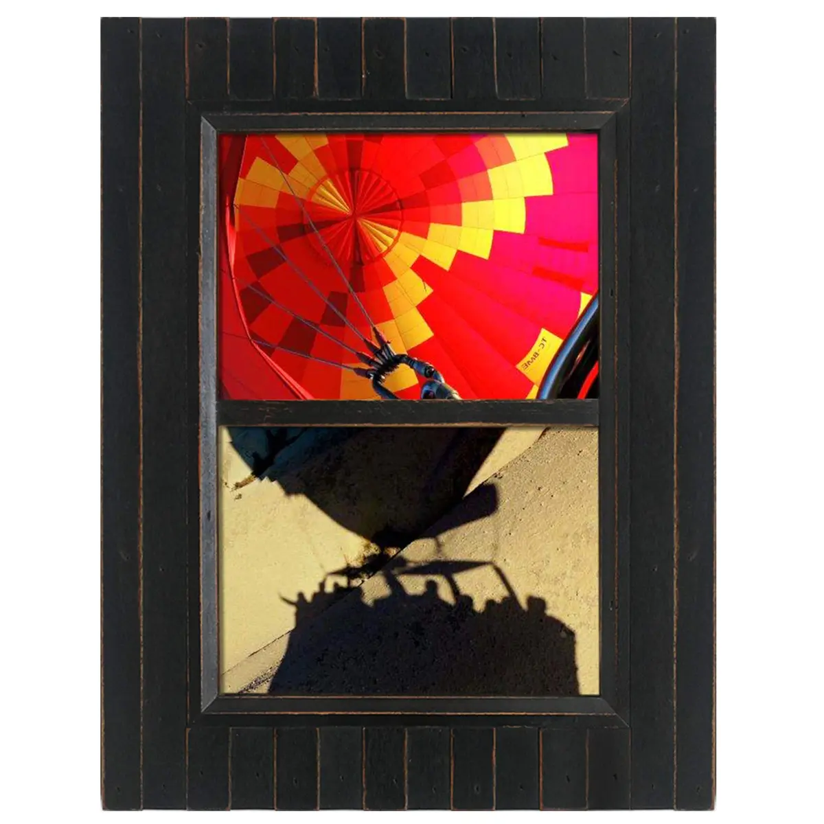 Eosglac 5x7 Collage Picture Frame Distressed Black | Rustic 2-Opening Wall & Tabletop Frame - view 2