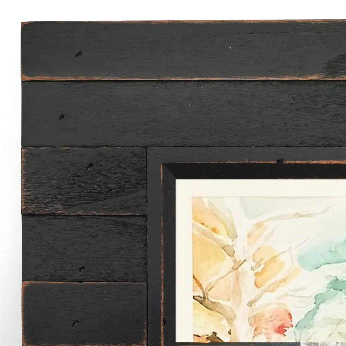 Eosglac 5x7 Collage Picture Frame Distressed Black | Rustic 2-Opening Wall & Tabletop Frame - view 3