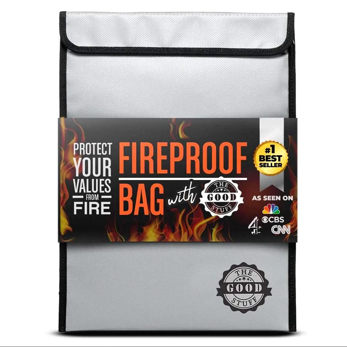 The Good Stuff Fireproof Document Bag 38cm x 28cm (15" x 11") | Protects Valuables from Fire & Water - main product image
