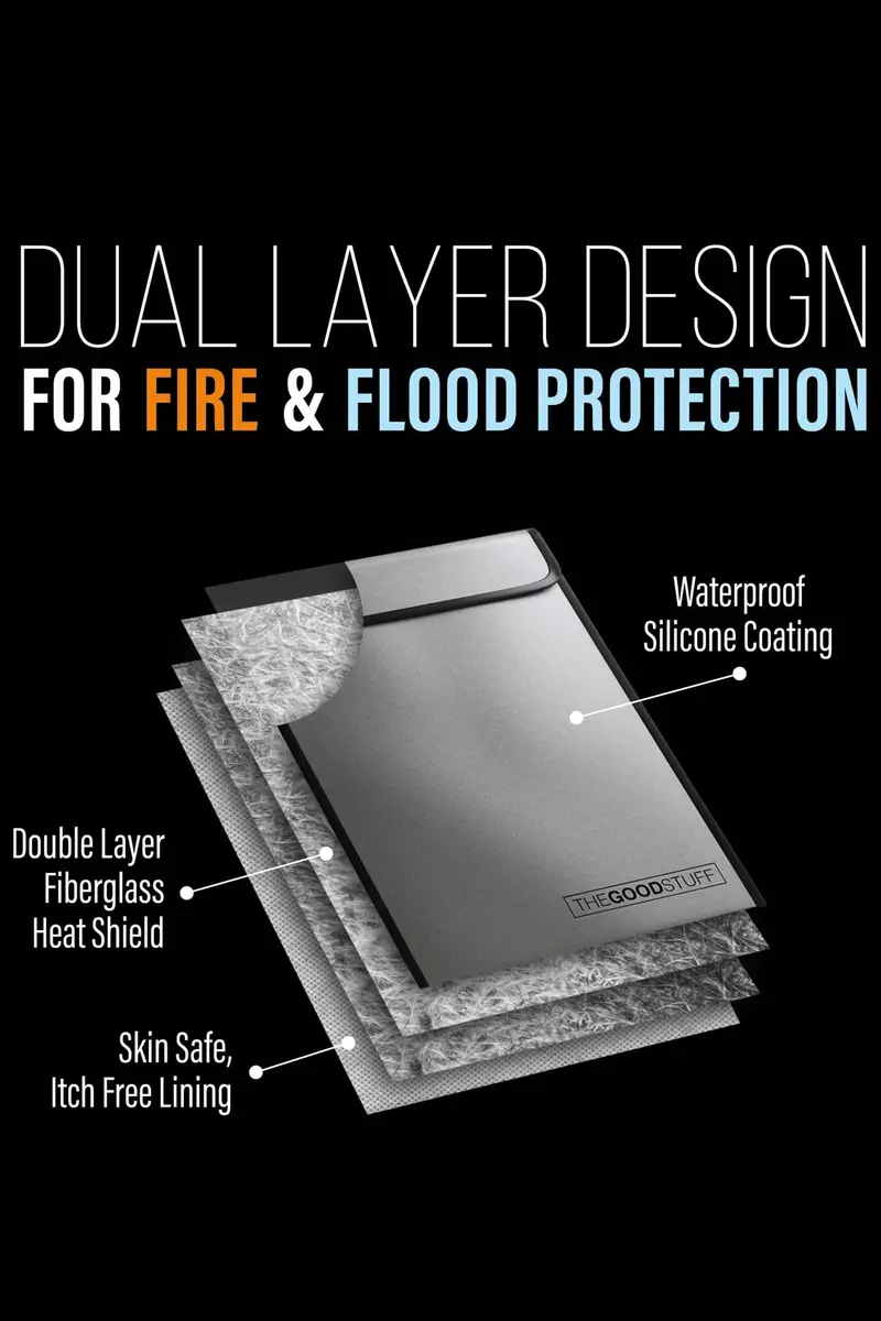 The Good Stuff Fireproof Document Bag 38cm x 28cm (15" x 11") | Protects Valuables from Fire & Water - view 6