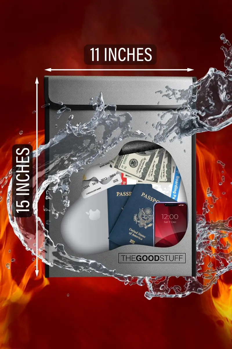 The Good Stuff Fireproof Document Bag 38cm x 28cm (15" x 11") | Protects Valuables from Fire & Water - view 2