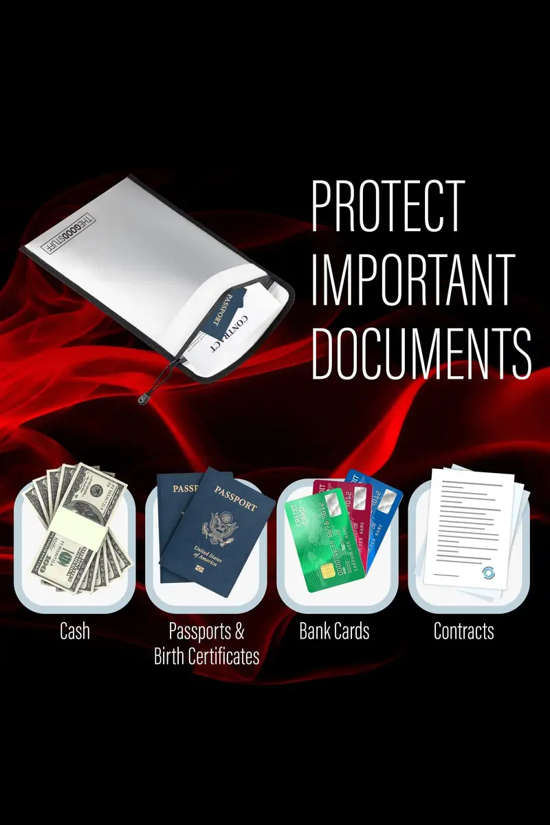 The Good Stuff Fireproof Document Bag 38cm x 28cm (15" x 11") | Protects Valuables from Fire & Water - view 3
