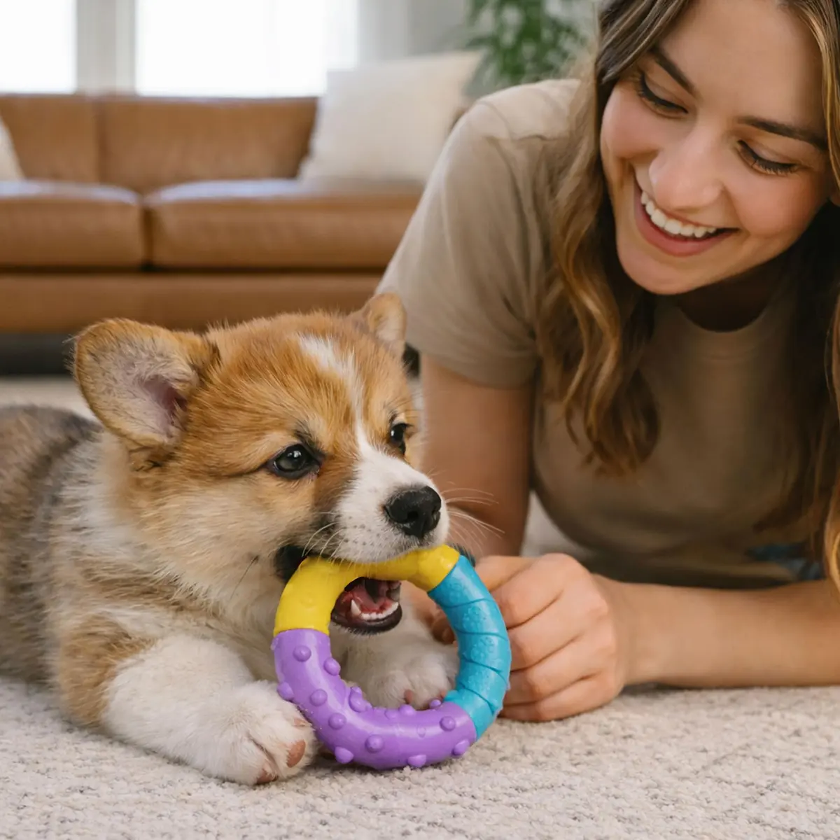 Pupstages Grow-With-Me Ring Dental Dog Chew Toy, 4.7" | Floats & Bounces, Soothes Gums - view 5