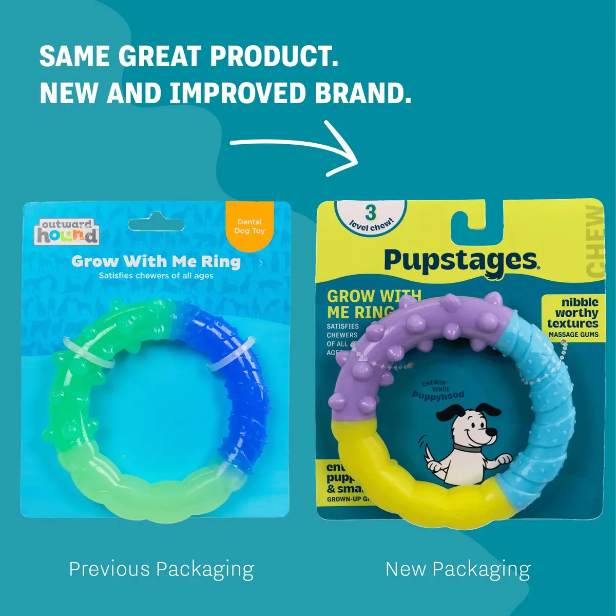 Pupstages Grow-With-Me Ring Dental Dog Chew Toy, 4.7" | Floats & Bounces, Soothes Gums - view 7