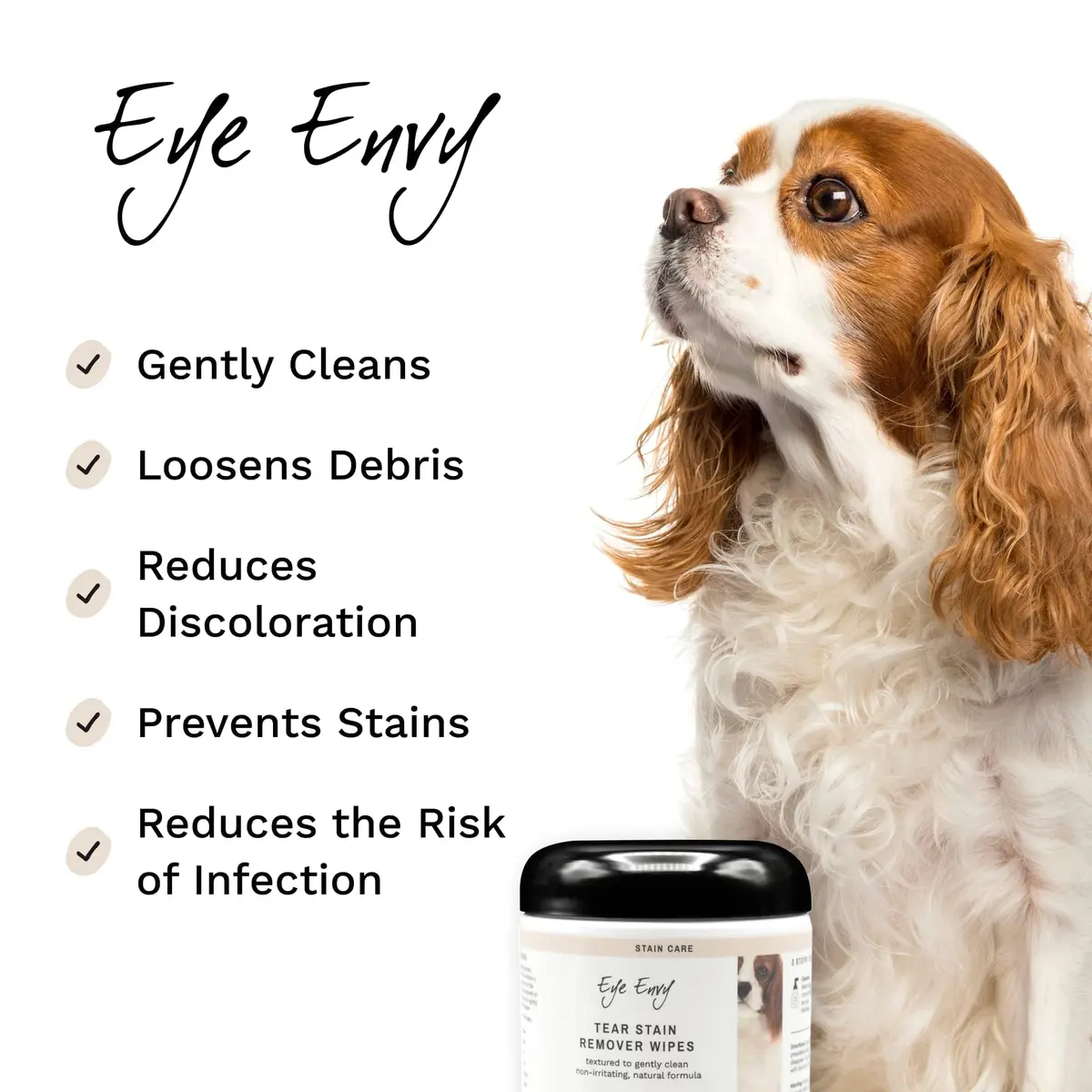 Eye Envy Tear Stain Wipes for Dogs 60 Wipes | Gently Clean & Remove Stains with Natural Formula - view 2