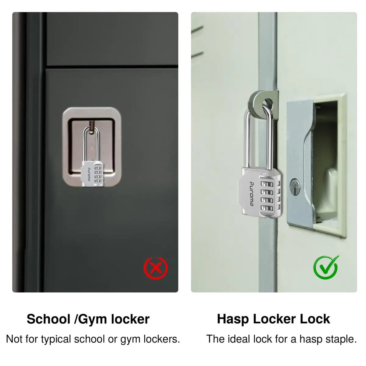 Puroma Silver & Black 4 Digit Combination Lock 2.6 Inch | Durable, Resettable & Waterproof - view 6
