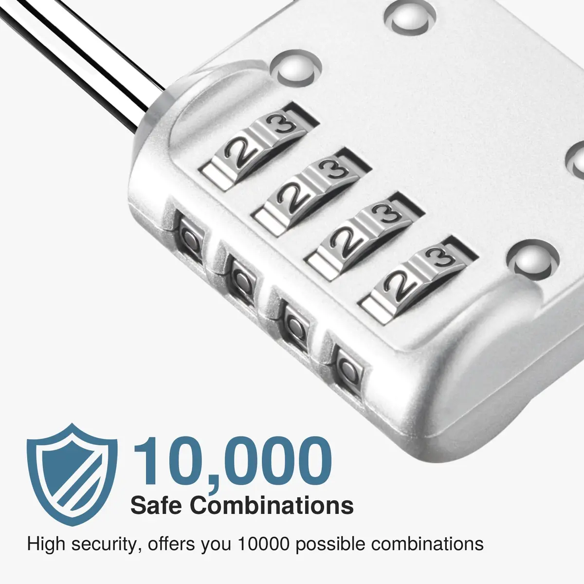 Puroma Silver & Black 4 Digit Combination Lock 2.6 Inch | Durable, Resettable & Waterproof - view 3