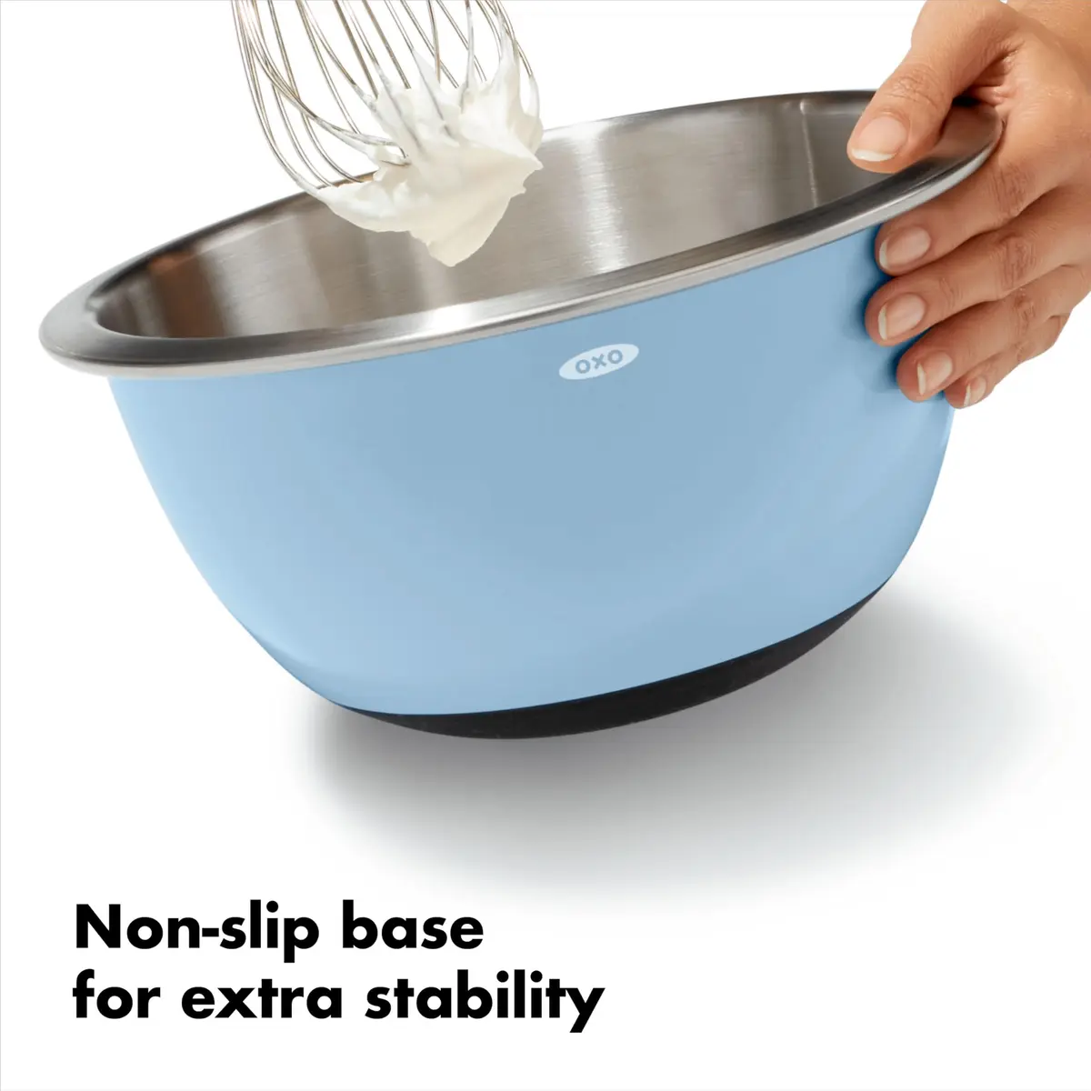 OXO Good Grips 3-Piece Stainless Steel Mixing Bowl Set - 1.9L (1.5 Qt), 2.8L (3 Qt), 4.7L (5 Qt) | Blue & Gray - view 5