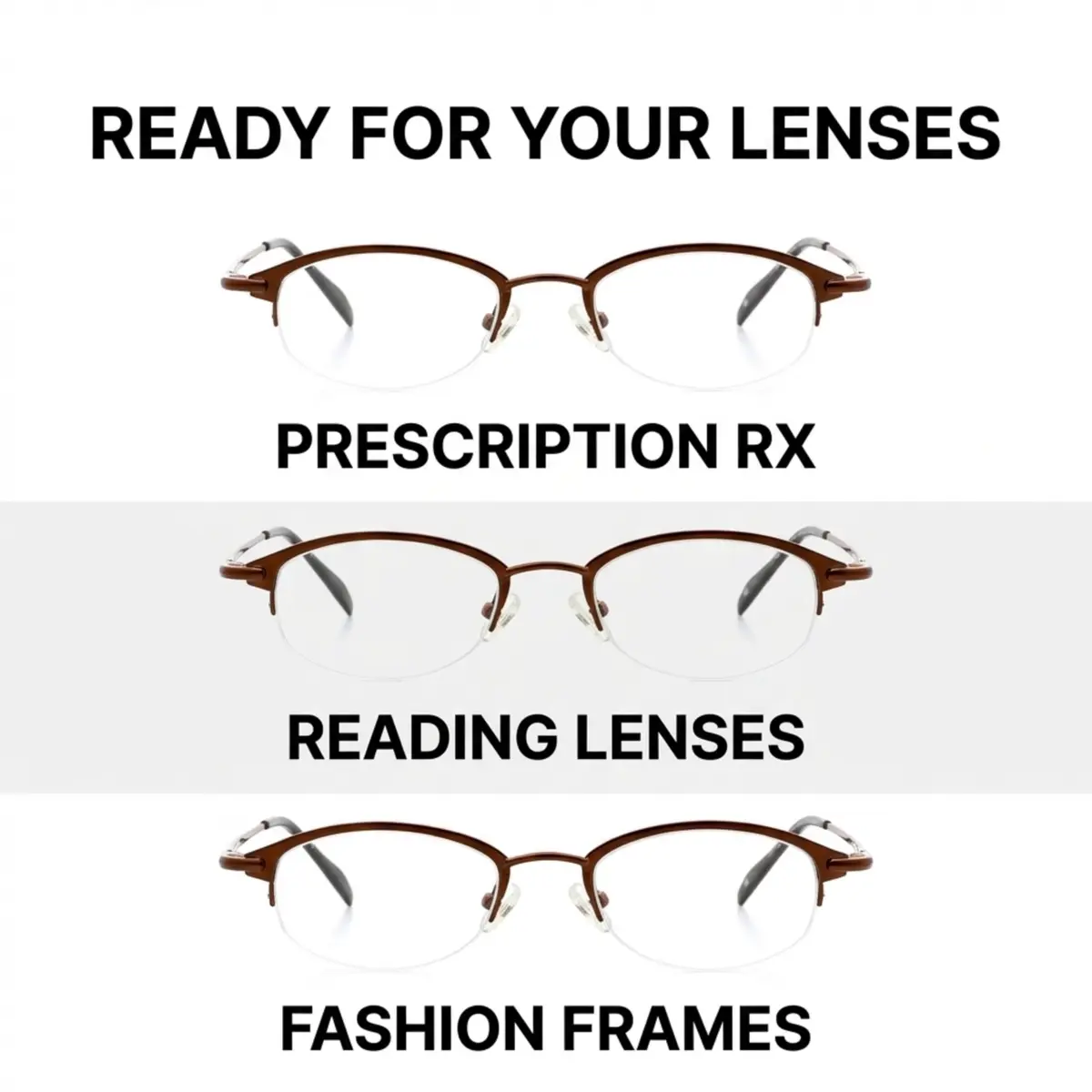 Hit Notion Oval Semi-Rimless Eyeglass Frames Cocoa 46mm (1.81in) | Lightweight Monel Metal Prescription Ready - view 5