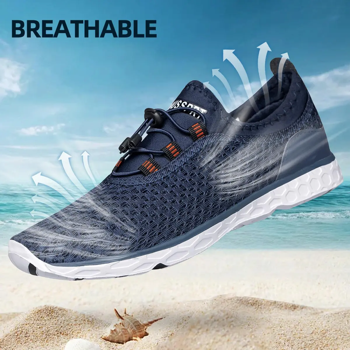 DOUSSPRT Men's Water Shoes Quick Dry for Beach Swim Pool Fishing Blue | Breathable Mesh & Open Design - view 5