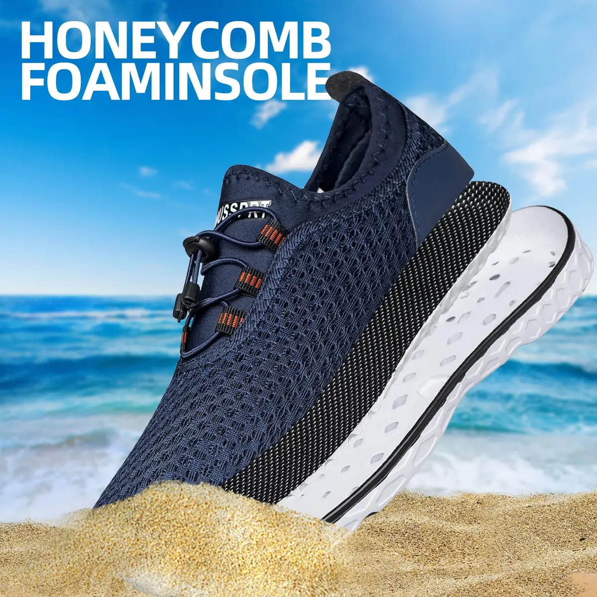 DOUSSPRT Men's Water Shoes Quick Dry for Beach Swim Pool Fishing Blue | Breathable Mesh & Open Design - view 6