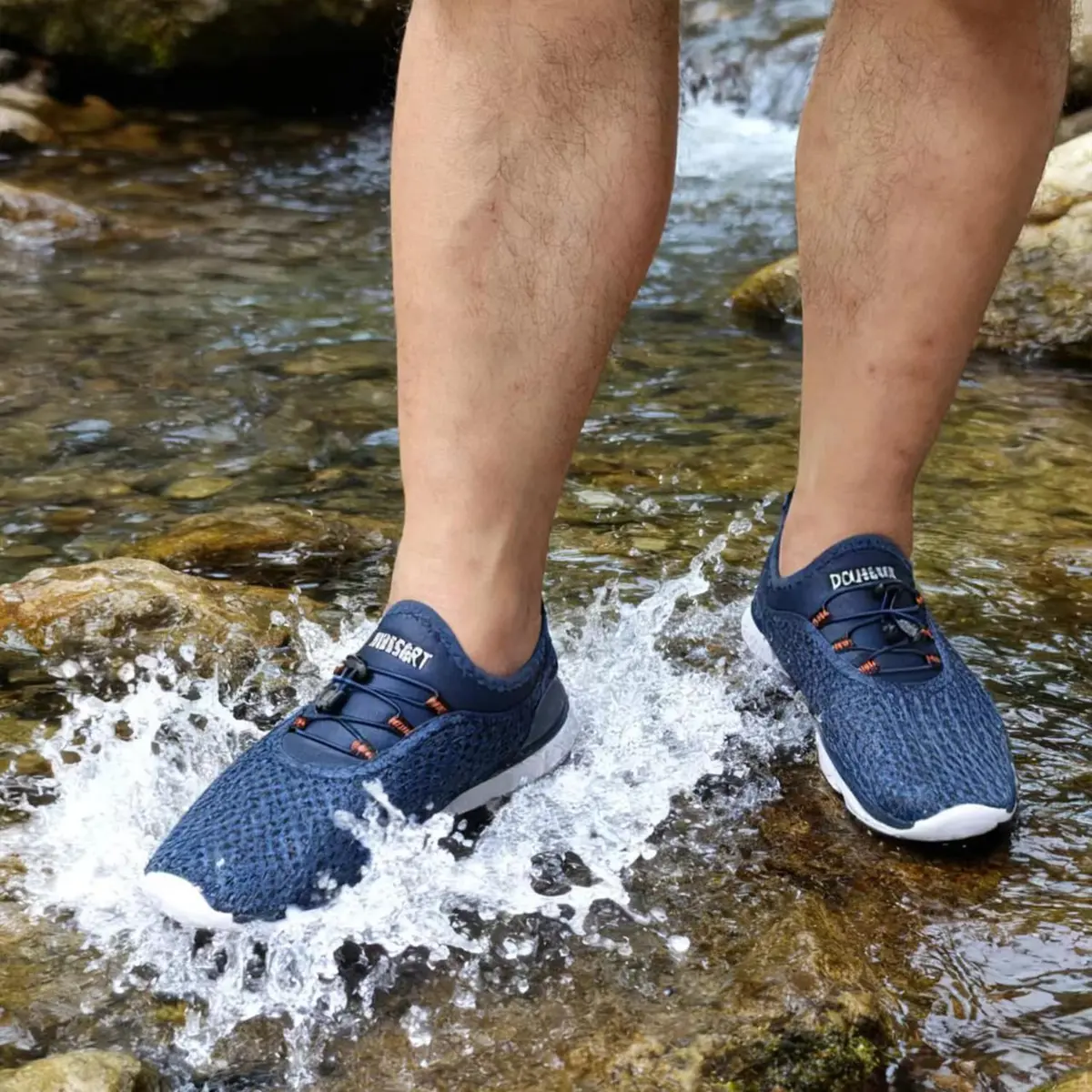DOUSSPRT Men's Water Shoes Quick Dry for Beach Swim Pool Fishing Blue | Breathable Mesh & Open Design - view 2