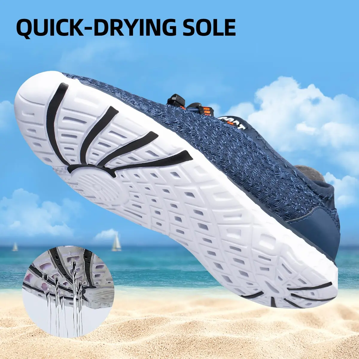 DOUSSPRT Men's Water Shoes Quick Dry for Beach Swim Pool Fishing Blue | Breathable Mesh & Open Design - view 4