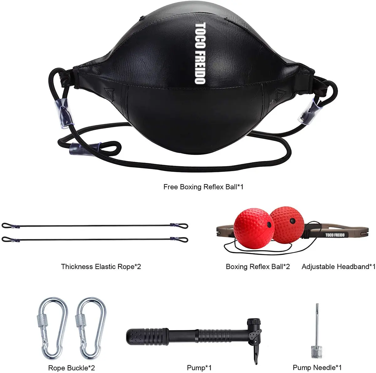 TOCO FREIDO Double End Punching Ball & Reflex Ball Set - 0.65 kg (1.43 lb) - Black/Red/Silver | Train Reaction, Agility, Speed - view 6