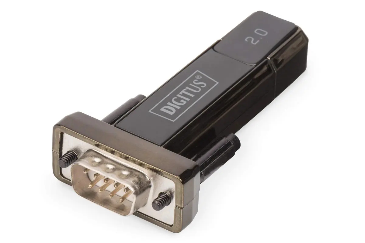 DIGITUS USB to Serial Adapter - RS232 Converter - USB 2.0 Type A to DSUB 9M - PL2303GT Chipset - Includes 80 cm Cable | Data exchange between PC and serial peripherals - main product image
