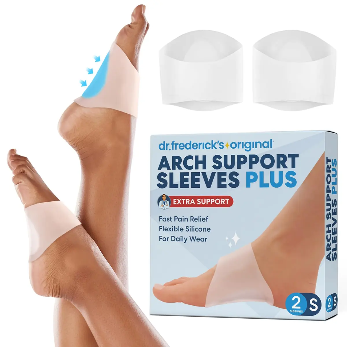 Dr. Frederick's Original Arch Support Sleeves Plus, S/M, 2 ct | Targeted Plantar Fasciitis Relief for All-Day Comfort - main product image