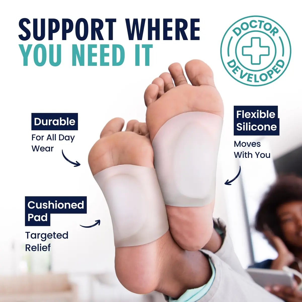 Dr. Frederick's Original Arch Support Sleeves Plus, S/M, 2 ct | Targeted Plantar Fasciitis Relief for All-Day Comfort - view 3