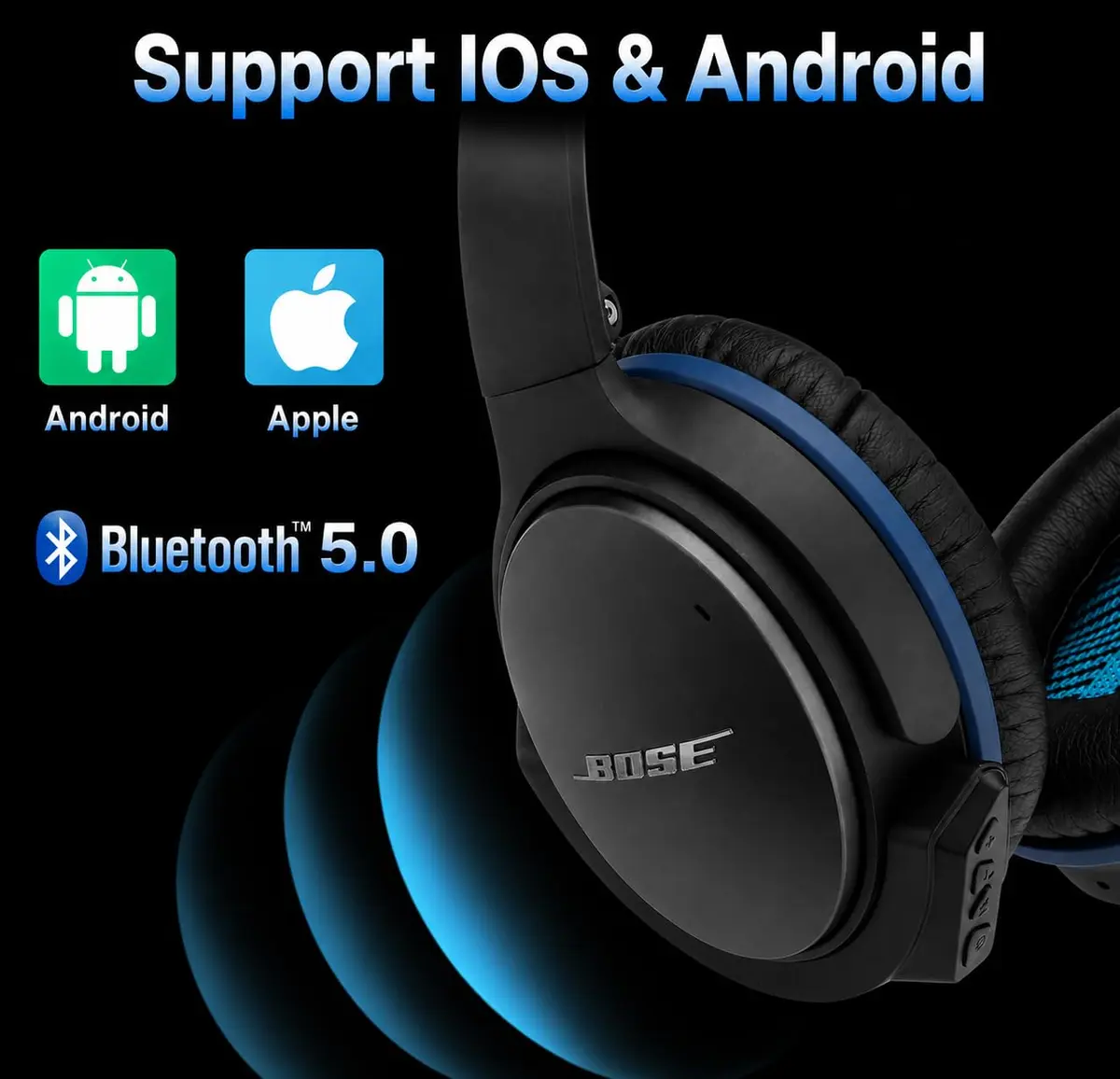 YOCOWOCO aptX Wireless Bluetooth Adapter for Bose QC25 | Supports aptX HD & LL, Built-in Mic, 6H Playtime - view 5