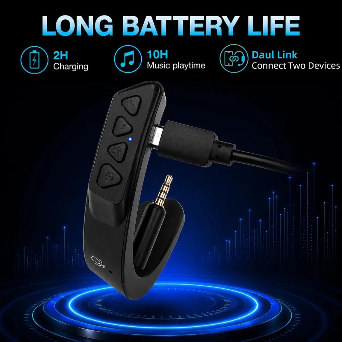 YOCOWOCO aptX Wireless Bluetooth Adapter for Bose QC25 | Supports aptX HD & LL, Built-in Mic, 6H Playtime - view 3