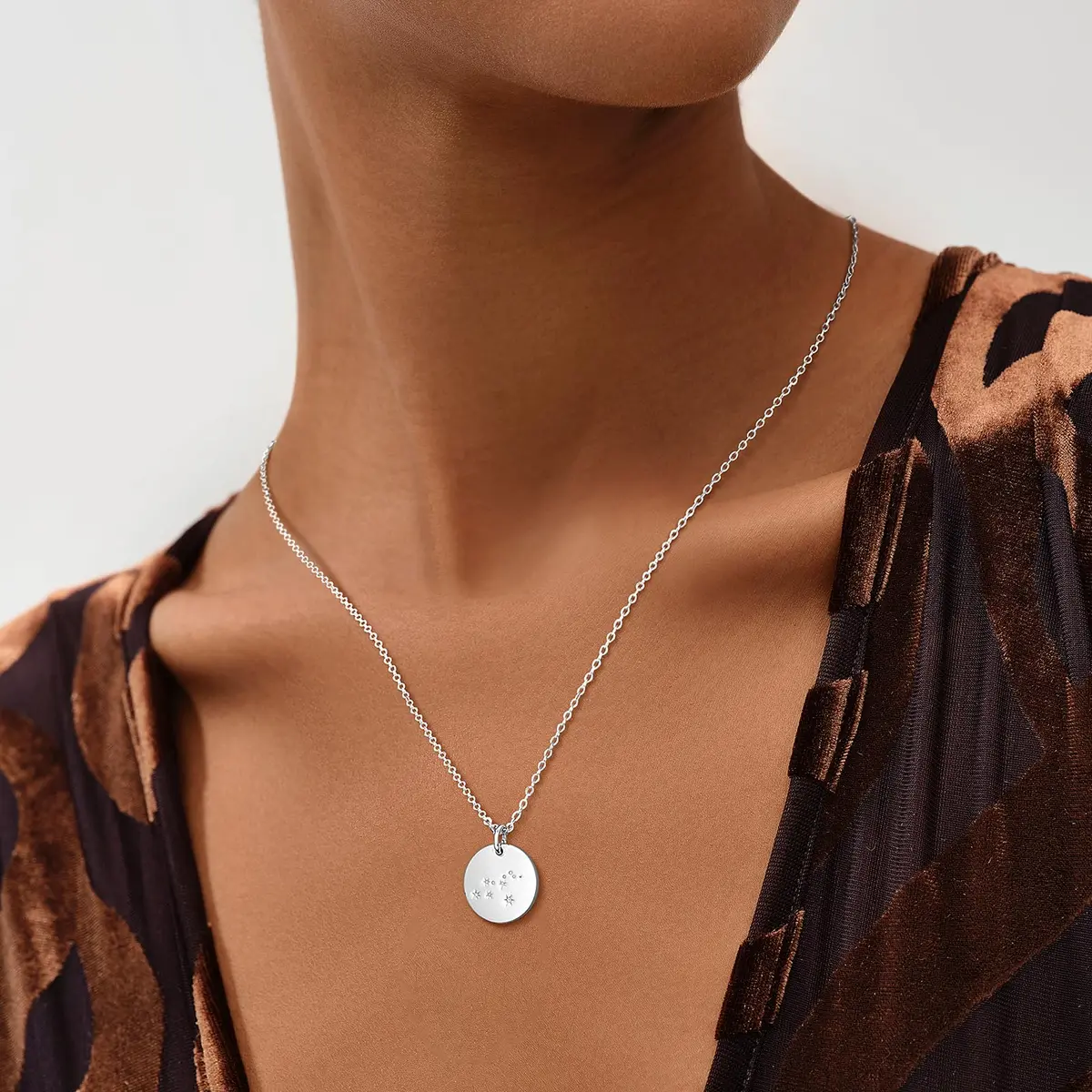 MEVECCO Taurus Zodiac Disc Necklace for Women, Silver Tone | Celestial Minimalist Jewelry - view 4