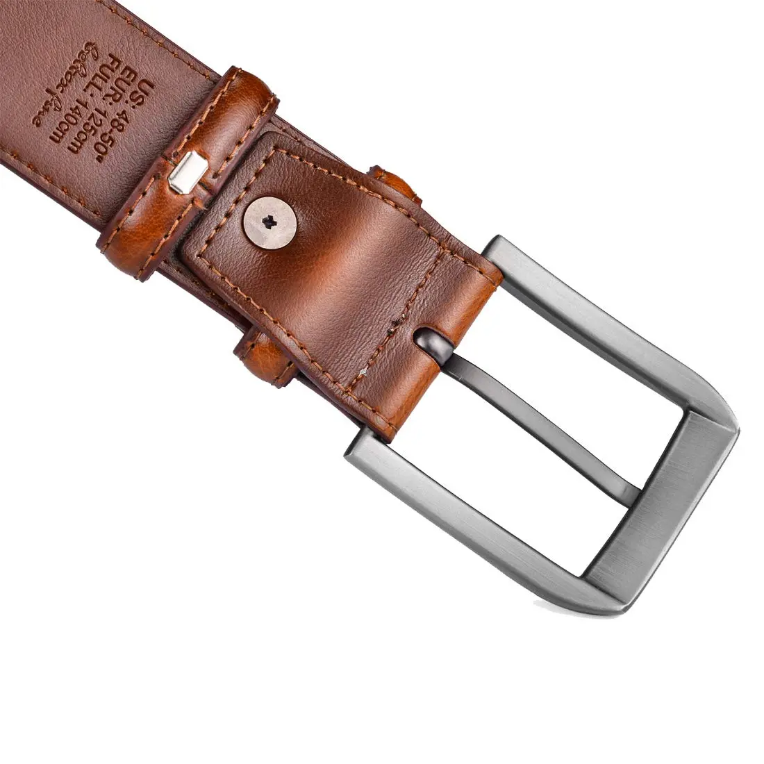beltox fine Men's Genuine Leather Belt 38mm (1.5") Wide with Silver Prong Buckle | Cut-to-Fit for Waist Sizes 28-58 - view 5