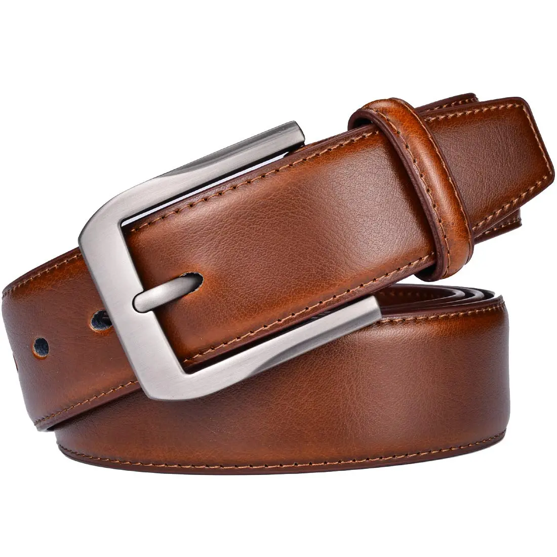 beltox fine Men's Genuine Leather Belt 38mm (1.5") Wide with Silver Prong Buckle | Cut-to-Fit for Waist Sizes 28-58 - view 2