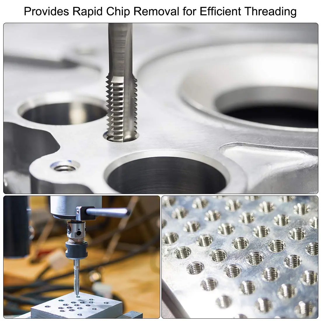 uxcell Machine Tap #10-24 UNC Thread 2B Class 3 Flutes High Speed Steel Screw Threading Tap Tapping Tool 5pcs | Rapid Chip Removal & Durable Steel - view 6