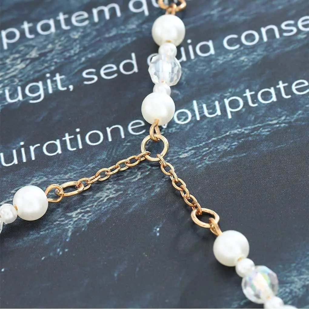Olbye Pearl Toe Ring Anklet Bracelet Gold Barefoot Sandals for Women Beach Wedding | Adjustable Foot Chain Jewelry - view 6