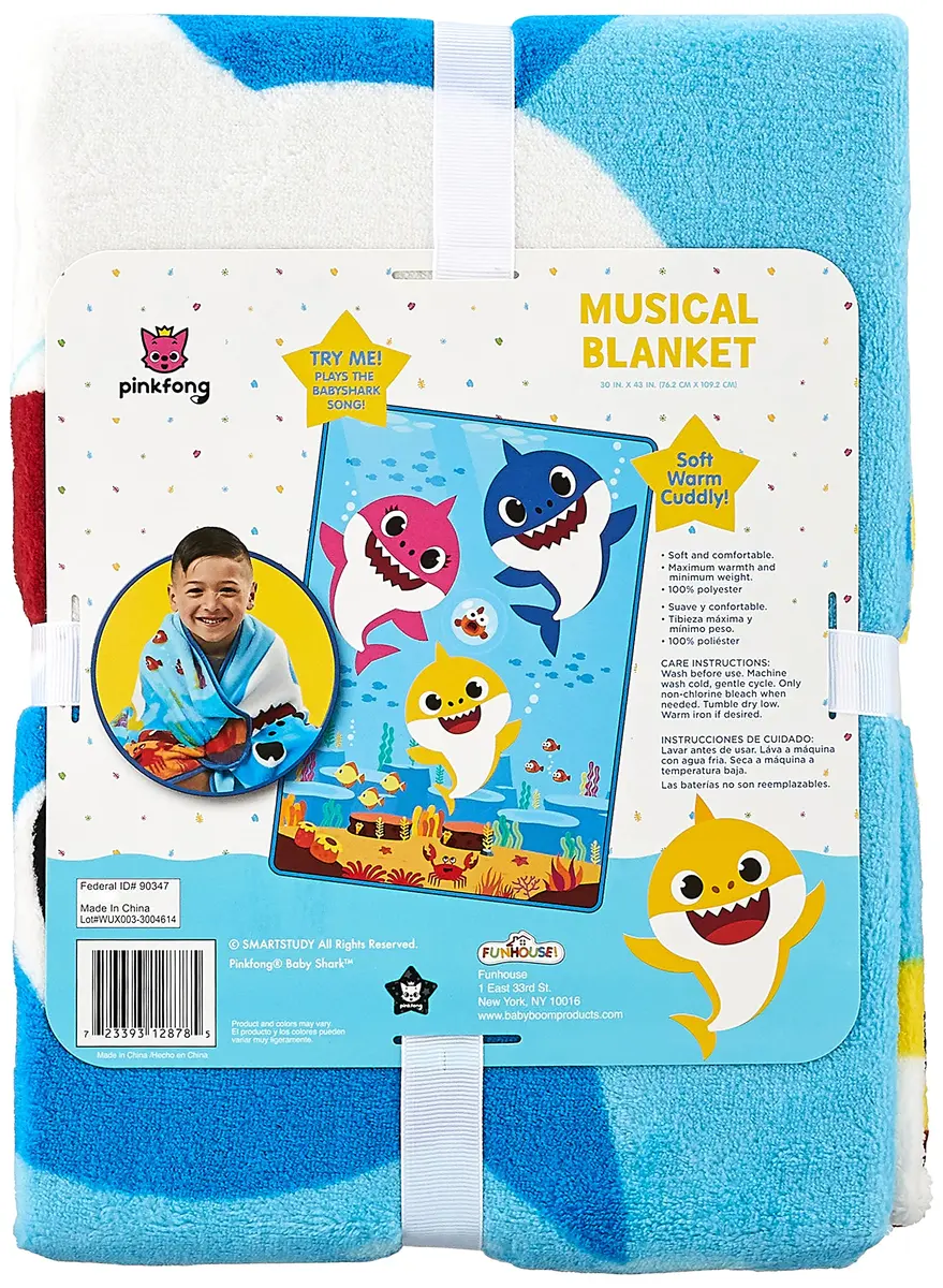 Baby Shark Musical Plush Throw Blanket 76cm x 109cm | Plays Theme Song - view 5
