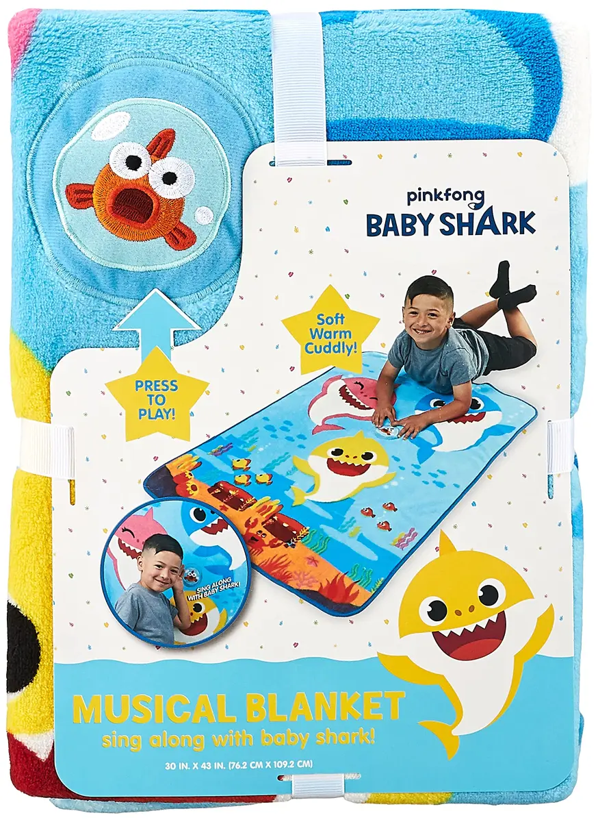 Baby Shark Musical Plush Throw Blanket 76cm x 109cm | Plays Theme Song - view 4