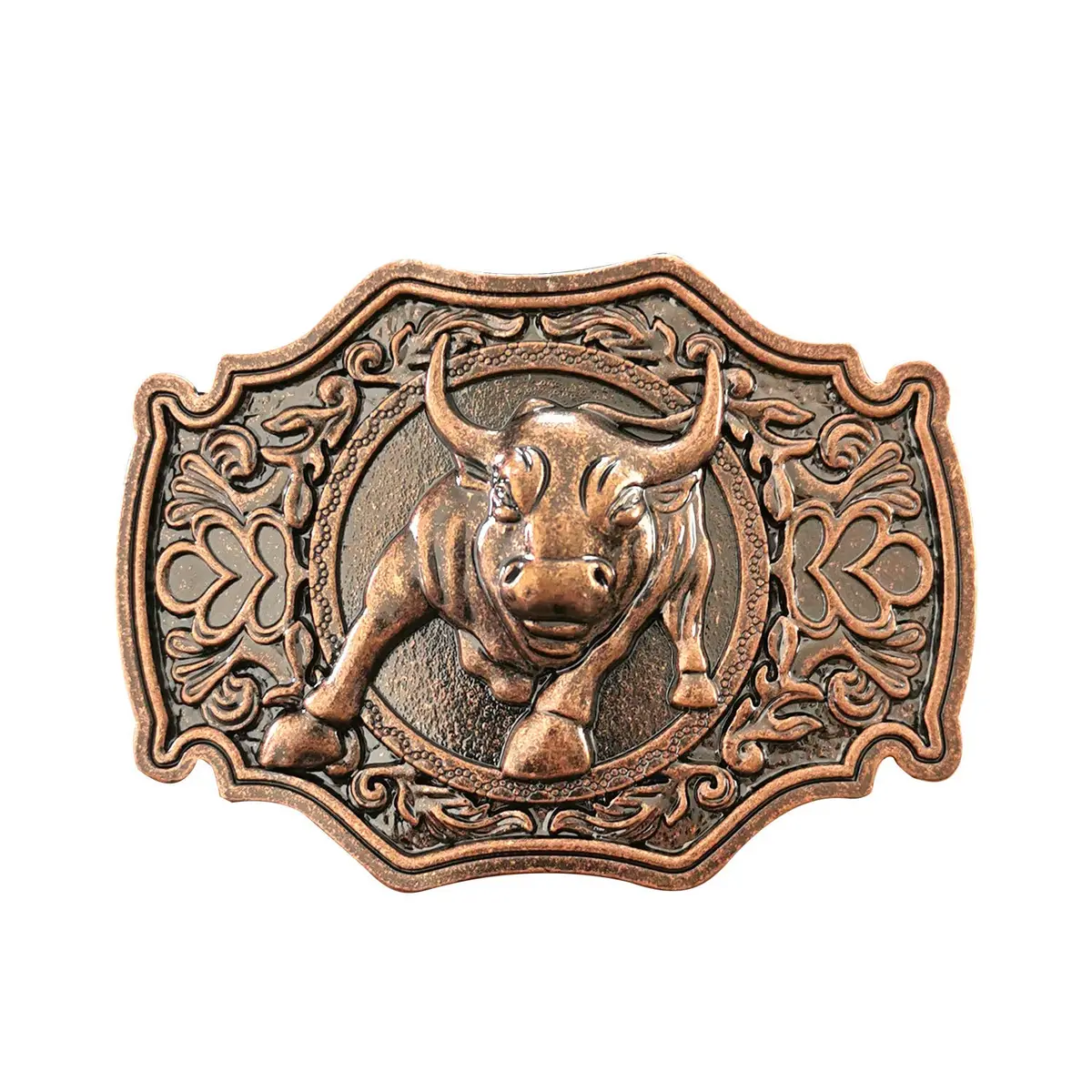 QUKE Rose Gold Long Horn Bull Rodeo Western Cowboy Belt Buckle for Men | 8.5cm (3.3in) - main product image