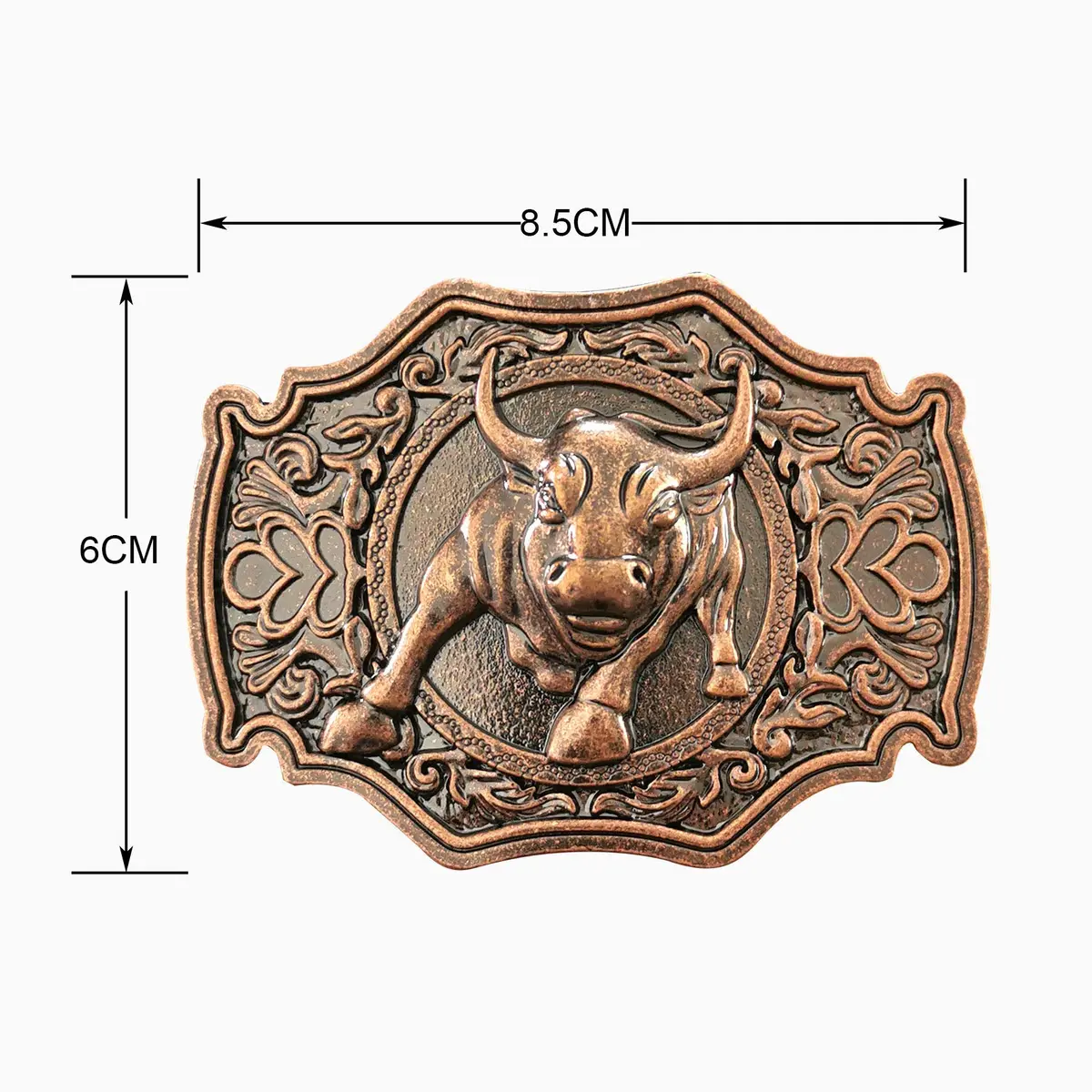 QUKE Rose Gold Long Horn Bull Rodeo Western Cowboy Belt Buckle for Men | 8.5cm (3.3in) - view 7