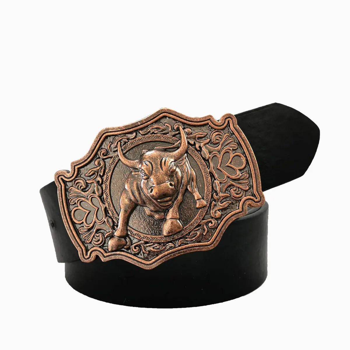 QUKE Rose Gold Long Horn Bull Rodeo Western Cowboy Belt Buckle for Men | 8.5cm (3.3in) - view 2