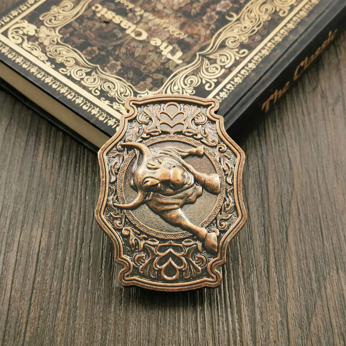 QUKE Rose Gold Long Horn Bull Rodeo Western Cowboy Belt Buckle for Men | 8.5cm (3.3in) - view 4