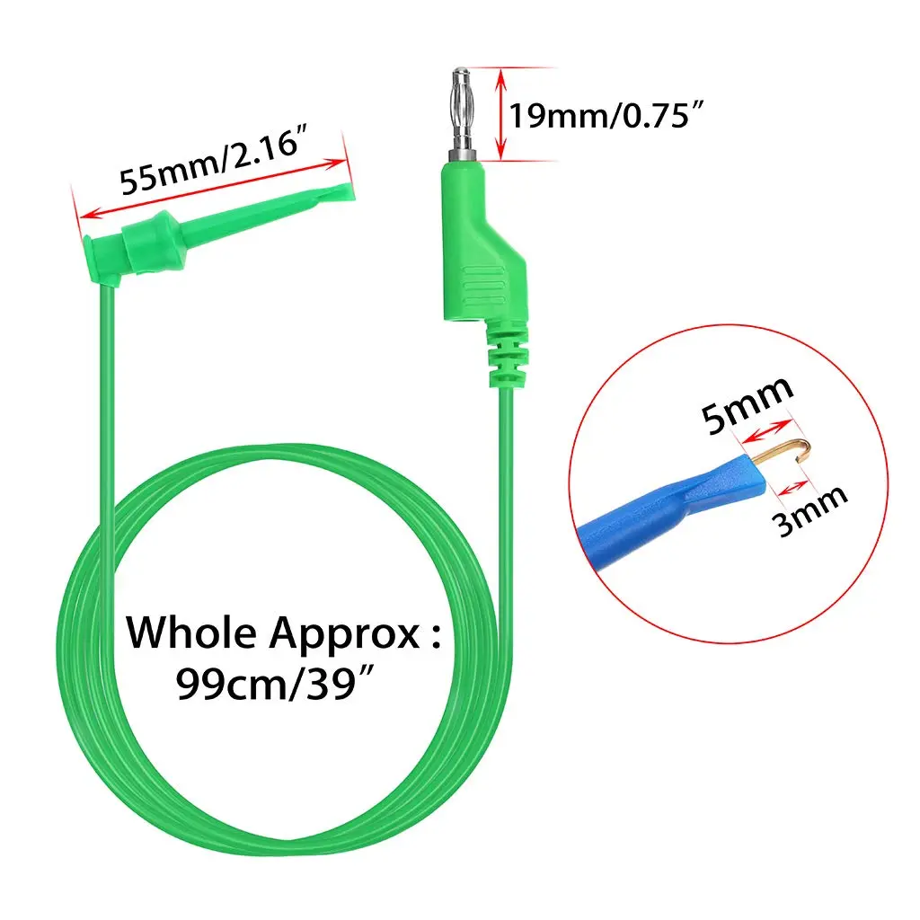 Sumnacon 39 Inch Multimeter Test Lead Set - 5 Pcs Stackable Banana Plug to Test Hook Wire Cable Kit with Protective, Flexible Wire Leads for Electrical Testing 500V/5A - view 2