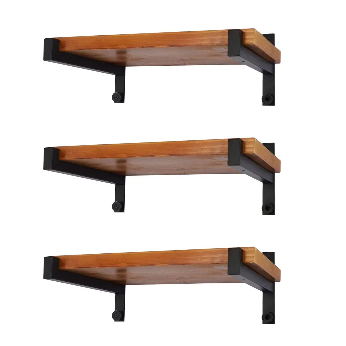 EZYDECOR Heavy Duty Shelf Brackets with Lip 6 Inch Black | Industrial Steel Supports for Wall Mounting - main product image