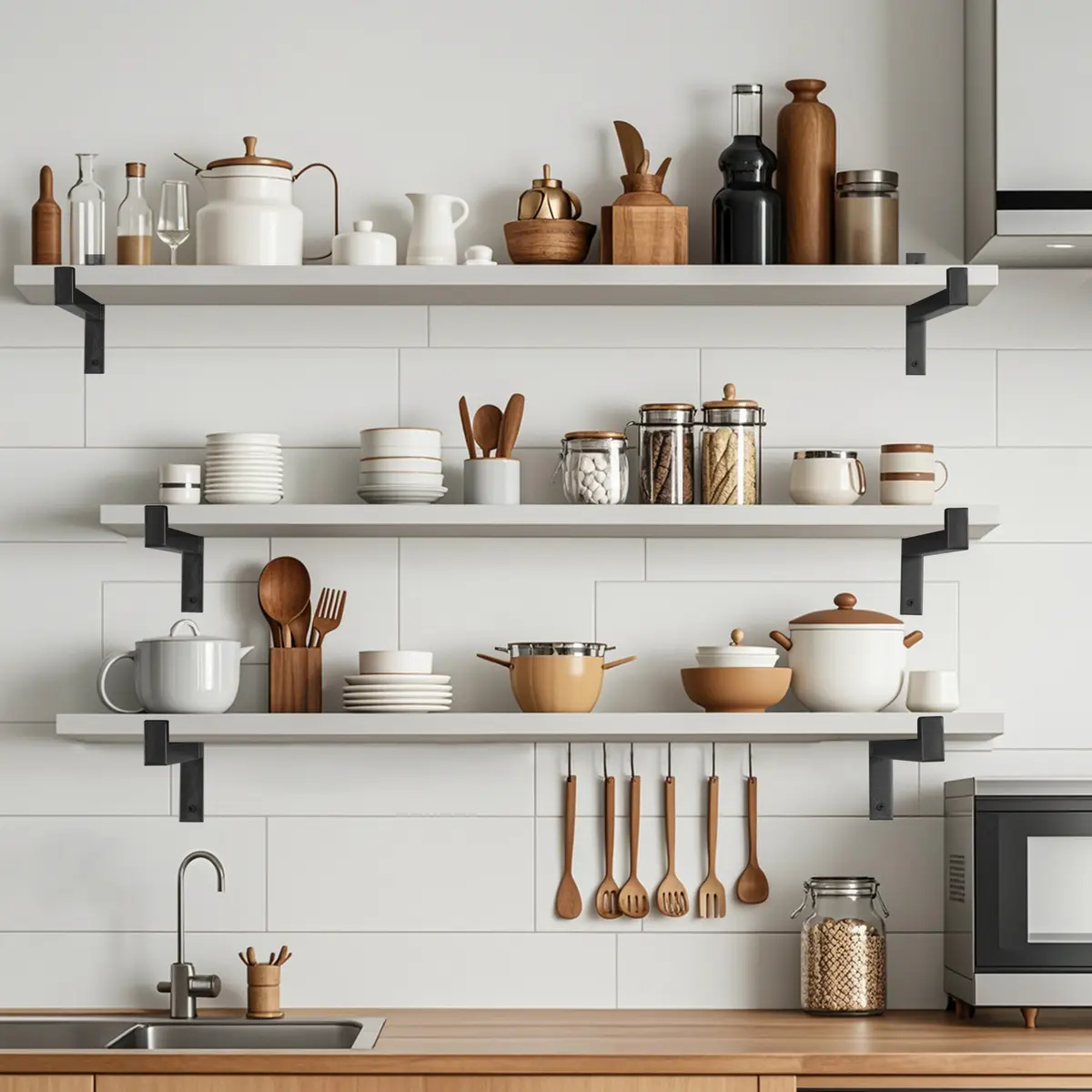 EZYDECOR Heavy Duty Shelf Brackets with Lip 6 Inch Black | Industrial Steel Supports for Wall Mounting - view 8