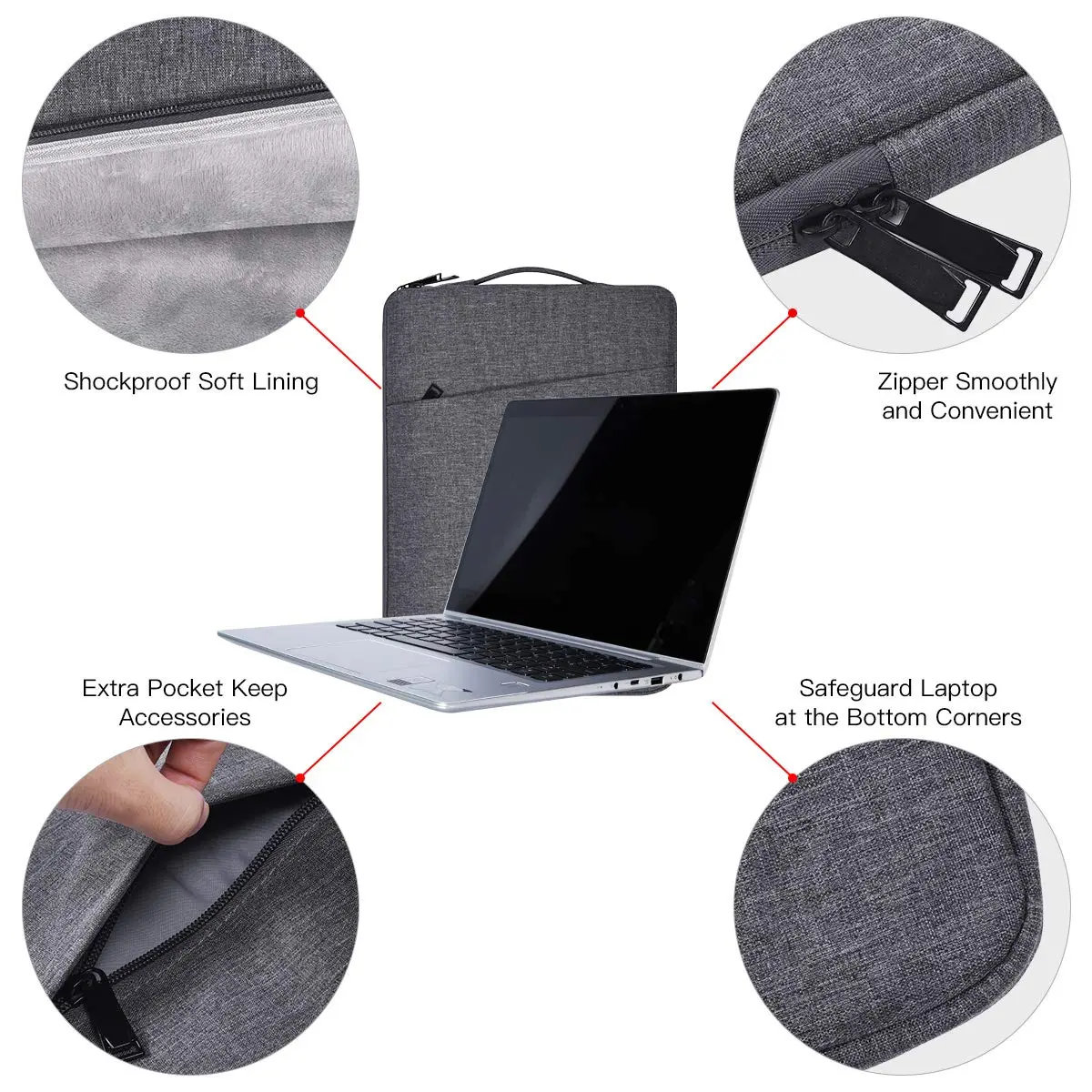iKammo 14 Inch Laptop Sleeve Case for Acer Chromebook Plus 514/ Aspire 14, HP Lenovo Dell ASUS | Waterproof & Slim Fit - view 4