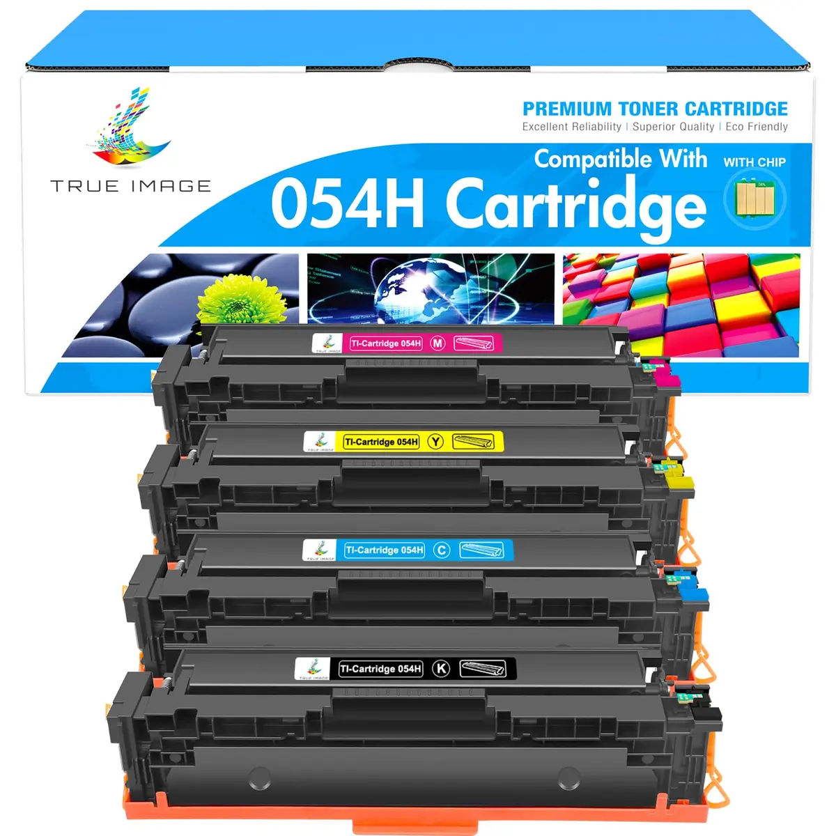 TRUE IMAGE 054H Toner Cartridge Set for Canon MF642Cdw MF644Cdw LBP622Cdw MF641Cw | High Yield 4-Pack - main product image