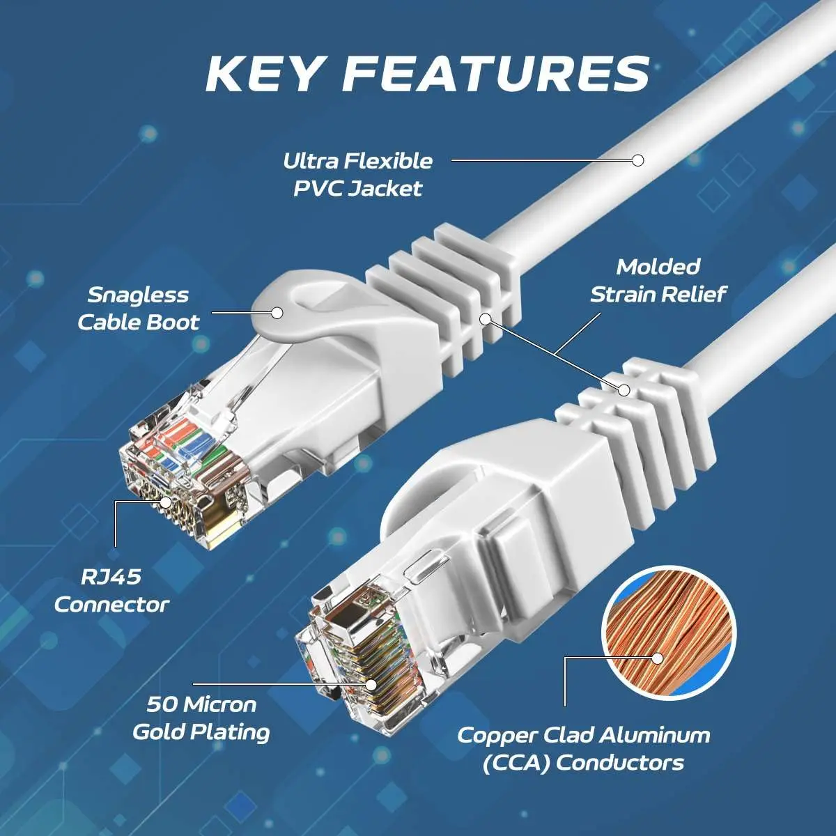 Cables Direct Online Cat6 Network Ethernet Patch Cable 3ft | 550Mhz Speed, Blue - view 3