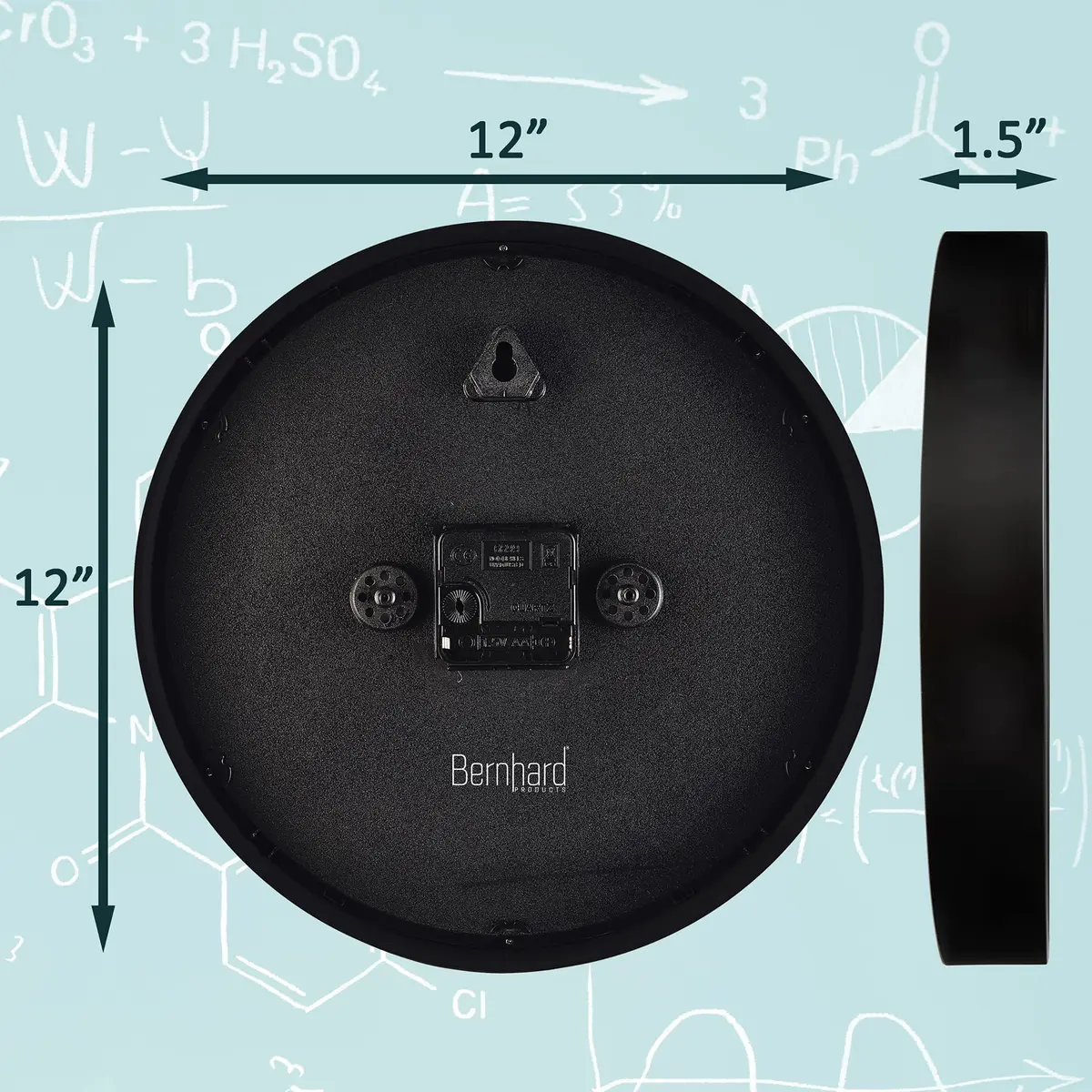 Bernhard Products Math Wall Clock Black 12 Inch Silent Non-Ticking | Unique Gift for Educators & Students - view 6
