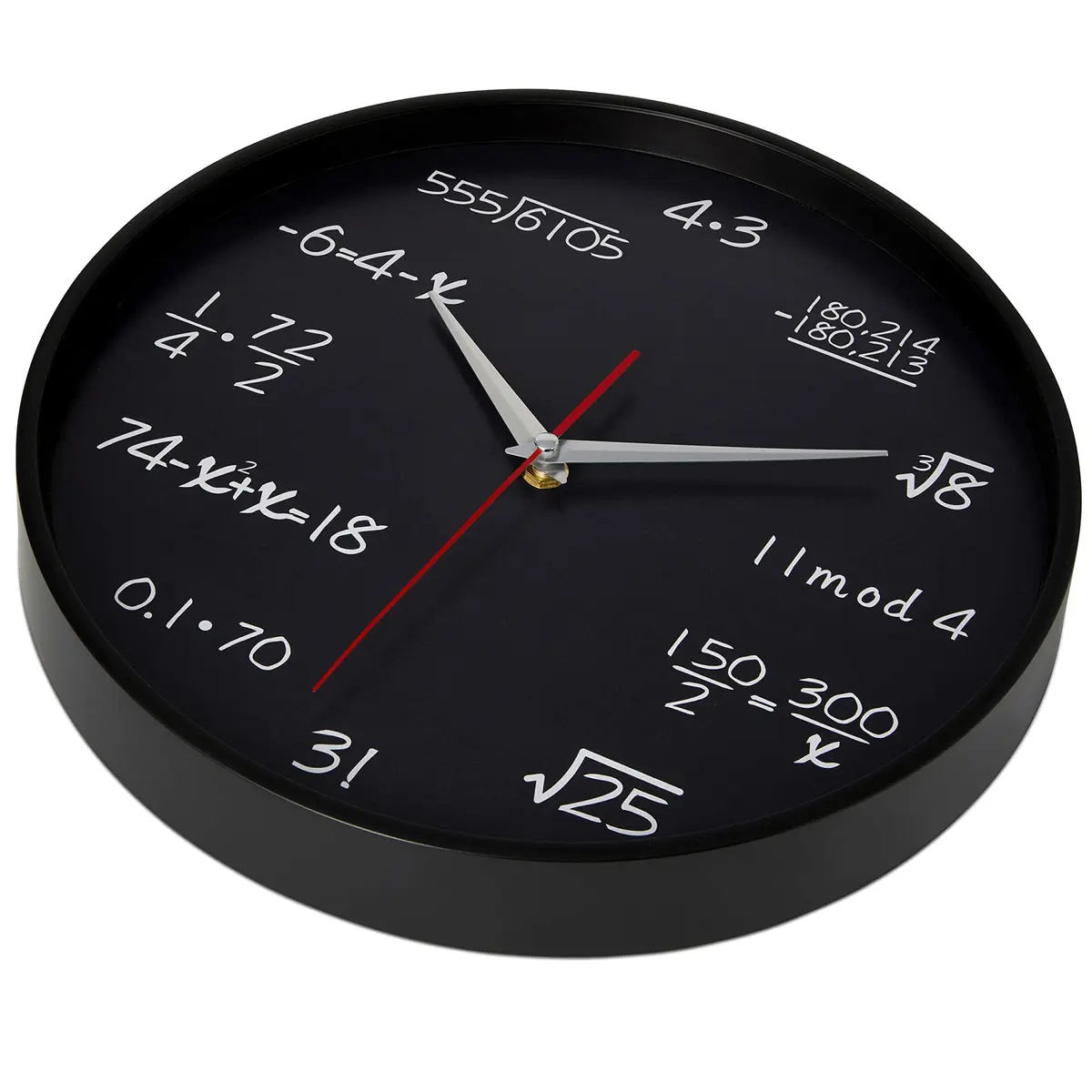 Bernhard Products Math Wall Clock Black 12 Inch Silent Non-Ticking | Unique Gift for Educators & Students - view 7